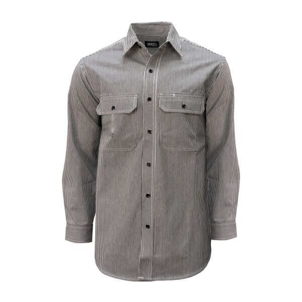 Hickory Stripe Long Sleeve Button Front Logger Shirt Thumbnail